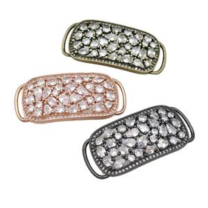 copper rectangle connector pave zircon, mixed, approx 18-40mm [FN28559]