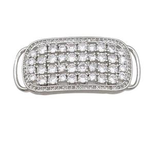 copper rectangle connector pave zircon, platinum plated, approx 18-40mm [FN28560]