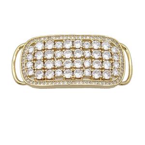 copper rectangle connector pave zircon, gold plated, approx 18-40mm [FN28561]