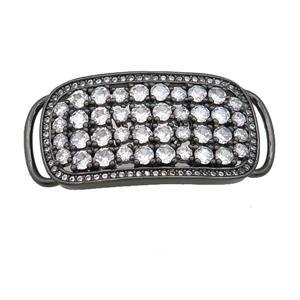 copper rectangle connector pave zircon, black plated, approx 18-40mm [FN28562]