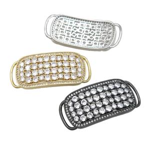 copper rectangle connector pave zircon, mixed, approx 18-40mm [FN28564]
