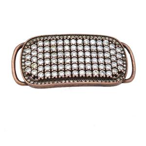 copper rectangle connector pave zircon, antique red, approx 18-40mm [FN28566]