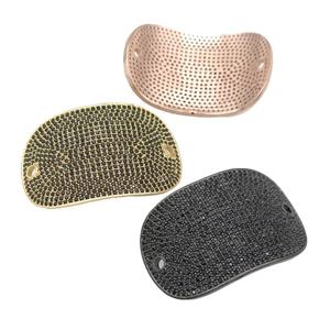 copper oval connector pave black zircon, mixed, approx 26-38mm [FN28572]