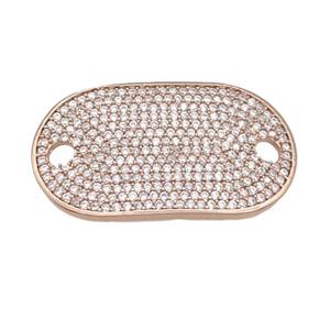 copper oval connector pave zircon, rose gold, approx 18-31mm [FN28573]
