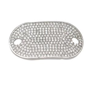 copper oval connector pave zircon, platinum plated, approx 18-31mm [FN28574]