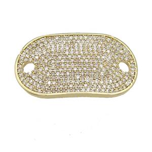 copper oval connector pave zircon, gold plated, approx 18-31mm [FN28575]