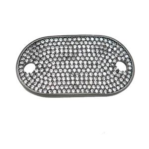 copper oval connector pave zircon, black plated, approx 18-31mm [FN28576]