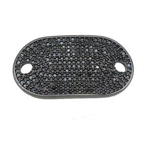 copper oval connector pave zircon, black plated, approx 18-31mm [FN28577]