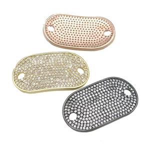 copper oval connector pave zircon, mixed, approx 18-31mm [FN28578]