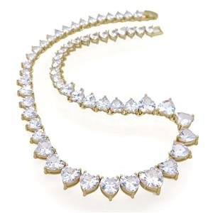 copper Necklace pave zircon, gold plated, approx 6-12mm, 42cm length [FN28581]