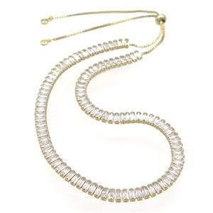 copper Necklace pave zircon, adjustable, gold plated, approx 6mm, 29-46cm length [FN28587]