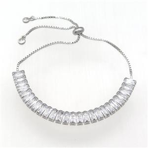 copper Bracelet pave zircon, platinum plated, approx 7mm, 9-23cm length [FN28590]