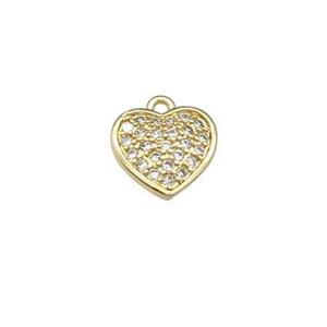 copper heart pendant pave zircon, gold plated, approx 9mm [FN28592]