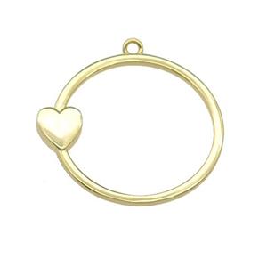 copper circle heart pendant pave zircon, gold plated, approx 26mm [FN28595]