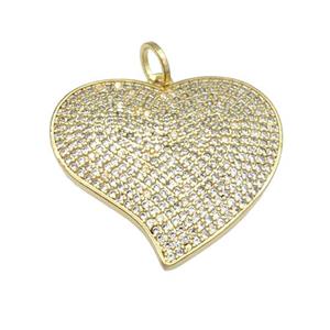 copper Heart pendant pave zircon, gold plated, approx 26-28mm [FN28598]