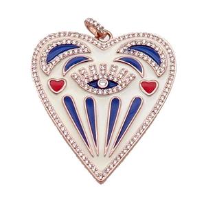 copper Heart pendant pave zircon with blue enamel, roe gold, approx 38-43mm [FN28631]