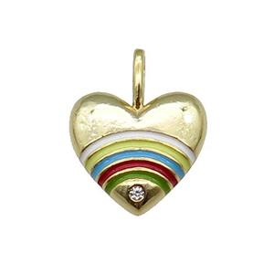 copper Heart pendant with rainbow enamel, gold plated, approx 19mm [FN28641]