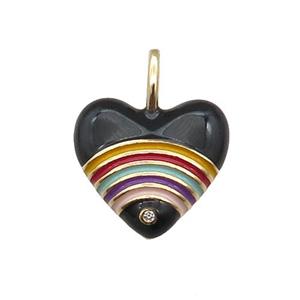 copper Heart pendant with black enamel, rainbow, gold plated, approx 19mm [FN28642]
