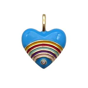 copper Heart pendant with blue enamel, rainbow, gold plated, approx 19mm [FN28643]
