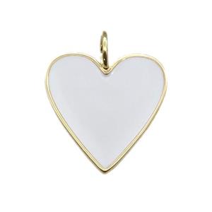 copper Heart pendant with white enamel, gold plated, approx 24-25mm [FN28648]