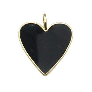 copper Heart pendant with black enamel, gold plated, approx 24-25mm [FN28649]