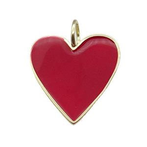 copper Heart pendant with red enamel, gold plated, approx 24-25mm [FN28650]