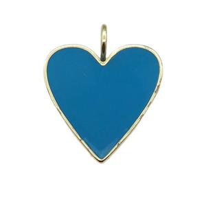 copper Heart pendant with teal enamel, gold plated, approx 24-25mm [FN28654]