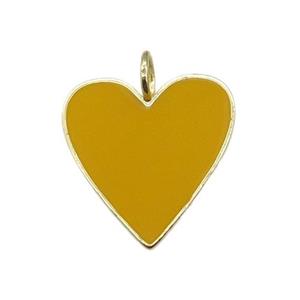 copper Heart pendant with brown enamel, gold plated, approx 24-25mm [FN28655]