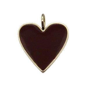 copper Heart pendant with darkred enamel, gold plated, approx 24-25mm [FN28657]
