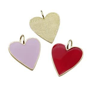 copper Heart pendant with enamel, gold plated, mixed, approx 24-25mm [FN28658]