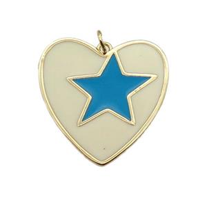 Copper Heart Pendant Yellow Enamel Star Gold Plated, approx 16-28mm [FN28664]