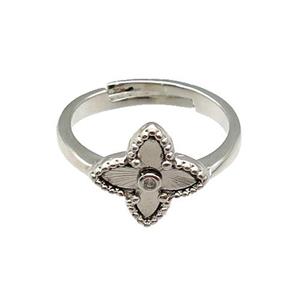 copper Star Ring, adjustable, platinum plated, approx 12mm, 18mm dia [FN28682]