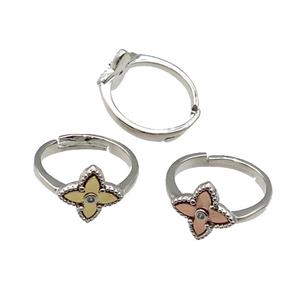 copper Star Ring, adjustable, platinum plated, mix, approx 12mm, 18mm dia [FN28685]