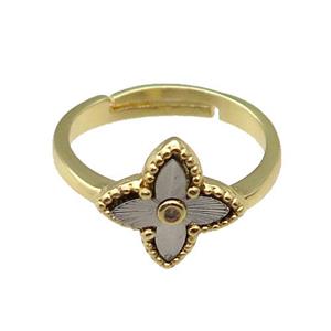 copper Star Ring, adjustable, gold plated, approx 12mm, 18mm dia [FN28686]
