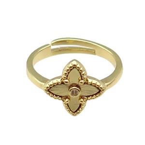 copper Star Ring, adjustable, gold plated, approx 12mm, 18mm dia [FN28687]