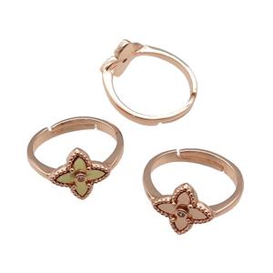 copper Star Ring, adjustable, rose gold, mixed, approx 12mm, 18mm dia [FN28693]