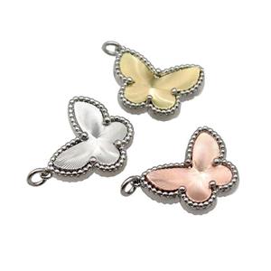 copper Butterfly pendant, platinum plated, mixed, approx 14-18mm [FN28708]