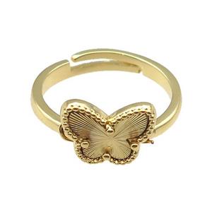 copper Butterfly Ring, adjustable, gold plated, approx 9-12mm, 18mm dia [FN28718]