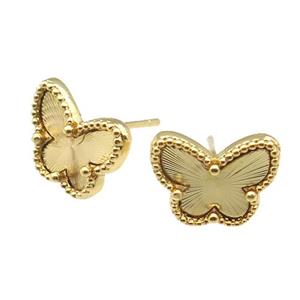 copper Butterfly Stud Earring, gold plated, approx 9-12mm [FN28722]