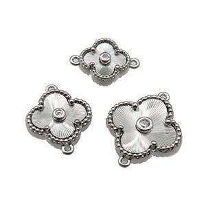 copper Clover connector, platinum plated, approx 15mm [FN28724-L]