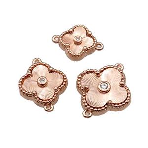 copper Clover connector, rose gold, approx 15mm [FN28726-L]