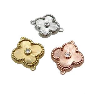 copper Clover connector, mixed, approx 12mm [FN28727-M]
