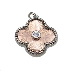 copper Clover pendant, rose gold, approx 17.5mm [FN28730]
