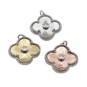 copper Clover pendant, platinum plated, mixed, approx 17.5mm [FN28731]