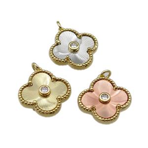 copper Clover pendant, gold plated, mixed, approx 17.5mm [FN28735]