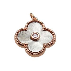 copper Clover pendant, platinum plated, approx 17.5mm [FN28736]