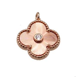 copper Clover pendant, rose gold, approx 17.5mm [FN28738]