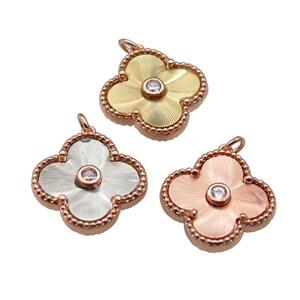 copper Clover pendant, rose gold, mixed, approx 17.5mm [FN28739]