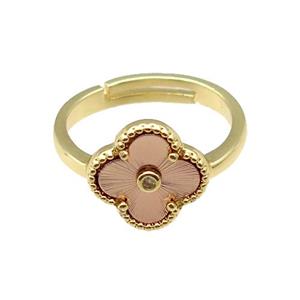 copper Clover Ring, adjustable, gold plated, approx 12mm, 18mm dia [FN28750]