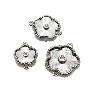copper Flower connector, platinum plated, approx 15mm [FN28759-L]